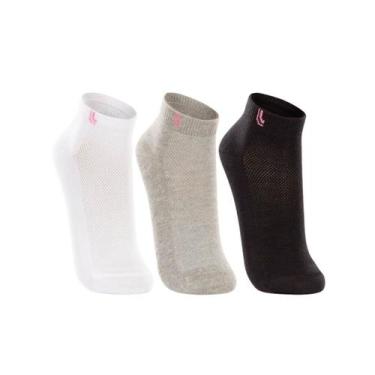 Imagem de Meia Feminina Lupo Sport 03226 Kit 3 Pares Cano Curto, Branco, Preto, 