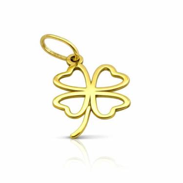 Imagem de Pingente em Ouro 18k Trevo de 4 Folhas Vazadas - Joia Exclusiva - Just