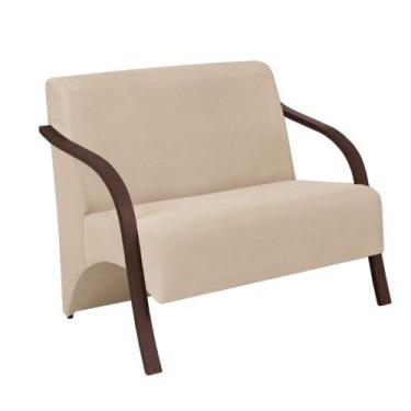Imagem de Poltrona Vênus 2 Lugares Braço Madeira Suede Bege - D SALLA
