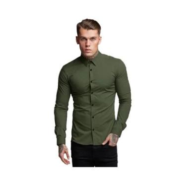 Imagem de Camisa Masculina Slim Fit De Manga Longa Para Outono E Primavera, Casu