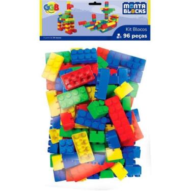 Imagem de Brinquedo para Montar Blocos 96 Peças - KIT Super Colorido - GGB PLAST