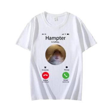 Imagem de Camiseta Unissex Oversized Streetwear Com Estampa De Hamster Meme E Câ