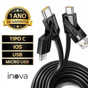 Imagem de Cabo Carregador 4 EM 1 Turbo USB Tipo C para Lightning e USB para v8 -