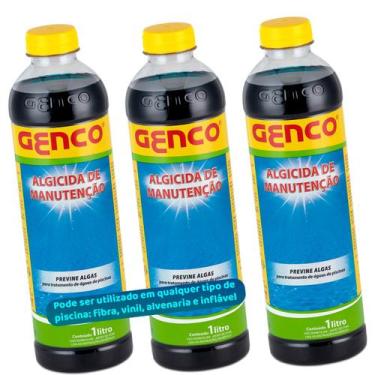 Imagem de Kit 3 Algicida de Manutenção Genco Previne Algas Água Verde Tratamento