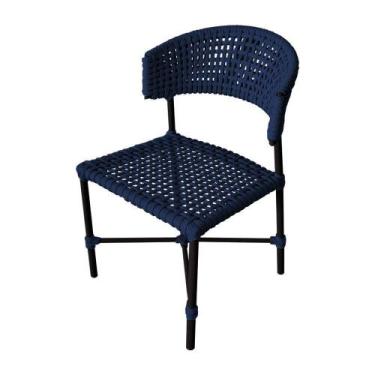 Imagem de Cadeira Hortz Corda Náutica Base Em Alumínio Preto-azul Marinho - Cor: