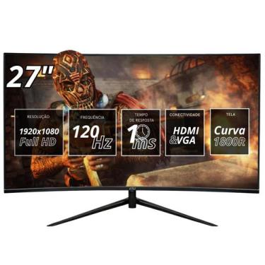 Imagem de Monitor Gamer Curvo 27 Full HD 120Hz VGA VA 1ms HDMI FreeSync GSync VE