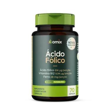 Imagem de Ácido Fólico, Ferro e Vitamina B12 - 70 cápsulas - Omix-Unissex