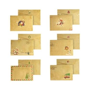 Imagem de Conjunto De Papéis E Envelopes De Natal Vintage Com Desenhos De Papai 