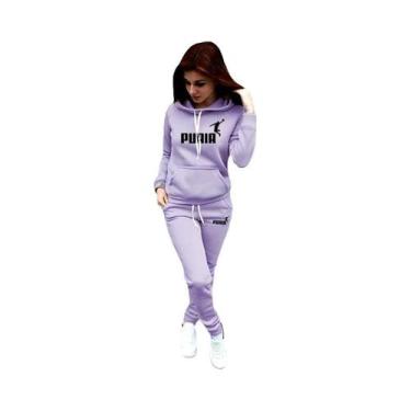 Imagem de Conjunto Esportivo Casual Feminino De Outono Inverno: Moletom Com Capu