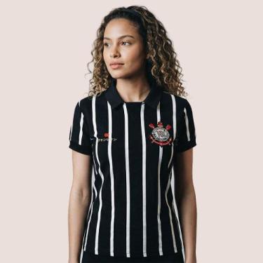 Imagem de Camiseta Polo Corinthians Clássica Japão, Preto e branco, GG