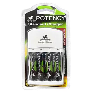 Imagem de Carregador P/Pilhas AA, AAA e 9V, Incluso 4 Pilhas AA Recarregáveis 4800mAh Ni-MH, Bivo...