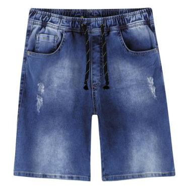 Imagem de Bermuda Infantil Jeans Cintura com Elástico e Cordão - Lemon Kids, 4 A