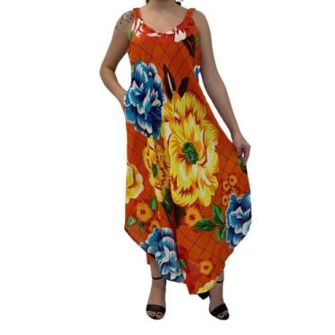 Imagem de Vestido Feminino Curta  Alça Trapézio Estampado Flores Plus Size - Dee
