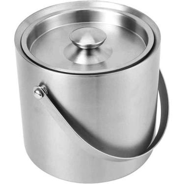 Imagem de Balde De Gelo Parede Dupla Com Tampa Aço Inox Mimo Style