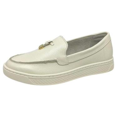 Imagem de Tênis Feminino Casual Estilo Conforto Laço Couro Comfortflex, Coconut,
