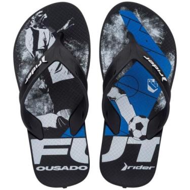 Imagem de Chinelo Infantil Rider Street Ole 11580 Masculino, Preto, Preto, Azul,
