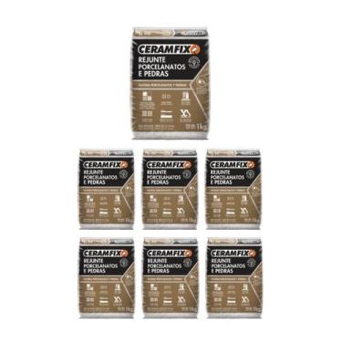 Imagem de Kit 7 Rejunte Porcelanatos E Pedras Branco 1kg Ceramfix