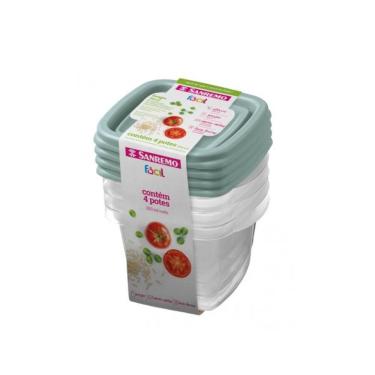 Imagem de Conjunto de Potes Quadrado Sortido 200ml 4 unidades - Sanremo