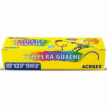 Imagem de Tinta Tempera Guache Kit com 12 Cores Acrilex Escolar