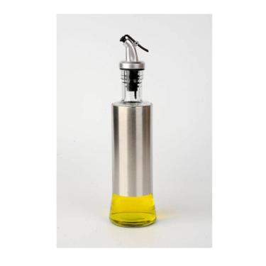 Imagem de Galheteiro para Azeite e Vinagre 300ML Vidro e Aço Inox com Bico Dosador Anti Vazamento Cozinha Top Rio Comercial