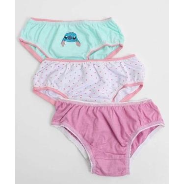 Imagem de Kit 3 Calcinhas Infantil Stitch Tam 2 a 10-67079, Rosa, 2