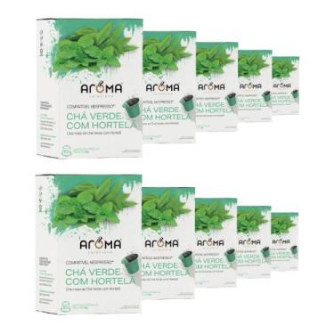Imagem de 100 Cápsulas de Chá Compatíveis com Nespresso Aroma Verde com Hortelã,