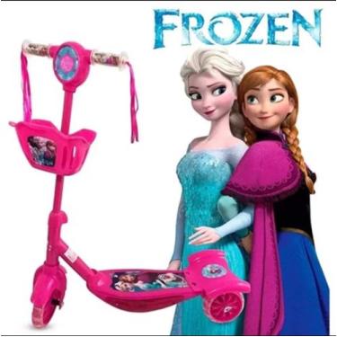 Imagem de Patinete Infantil Meninas 3 Rodas Rosa Frozen Disney Lançamento Musica