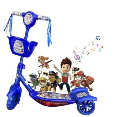 Imagem de Patinete 3 Rodas Patrulha Menina Menino Musica C/Cesta + Luz  - chicvi
