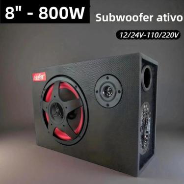 Imagem de Subwoofer Ativo Universal De 8 Polegadas 800W, Alta Potência, Quadrado
