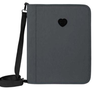 Imagem de Fichário Kika Glitter Argolado Feminino C/ Alça Transversal, PRETO