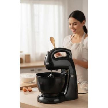 Imagem de 2x Batedeira 500W Duas Tigelas 4,3L+3,1L Preta 4Veloc Turbo - Congratu