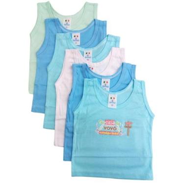 Imagem de Kit 6 camisetas regata de  bebê little baby 300 p ao g, Masculina, P e