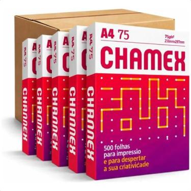 Imagem de Kit 5 Resmas de Papel Sulfite A4 Chamex Com 500 Folhas Cada