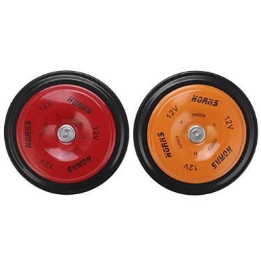 Imagem de Aramox 2 alto-falantes 110DB super alto para carro elétrico de ar à prova d'água para barcos, caminhões, motocicletas, barcos 12 V (laranja + vermelho)