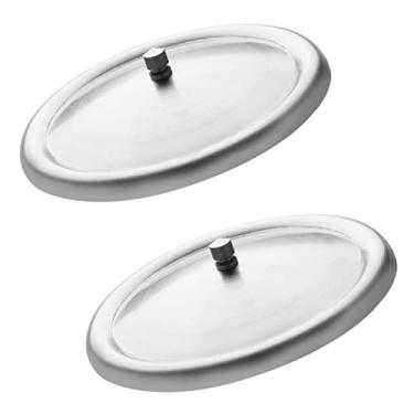 Imagem de 2 pçs tampa de de aço inoxidável tampa de vidro acampamento viagem caneca café tampa tampa tampa à prova de poeira caneca capas 14 cm