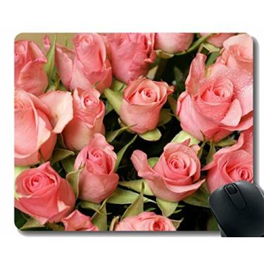 Imagem de Mouse pad original personalizado, buquê de flores de rosas e maciez, base de borracha antiderrapante