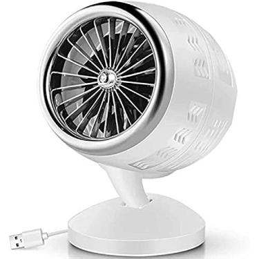 Imagem de JWCN Aquecedor de ambiente portátil, aquecedor elétrico rotativo por USB, aquecedor elétrico com ventilador de aquecimento, radiador de mesa para carro doméstico, duas engrenagens ajustáveis, branco, atualizado