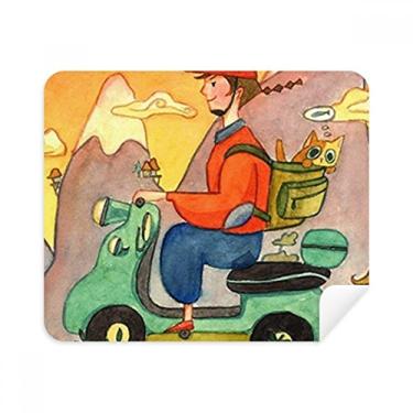 Imagem de Miaoji Pintura Aquarela Cat Farmer Pano de Limpeza Limpador de Tela 2 Peças Tecido de Camurça