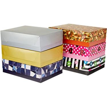 Imagem de Cristina CXTFM, Caixa para Presente com Tampa Media, 26 x 19 x 7.5, Multicor, Pacote de 16
