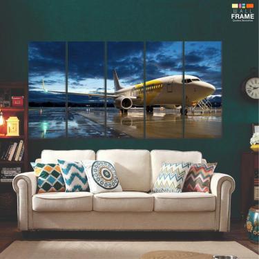 Imagem de Quadro Decorativos Aviões 5 peças 140x65