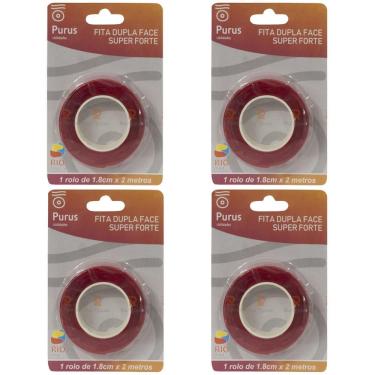 Imagem de Kit Fita Dupla Face Super Forte 1,8 cm x 2 Metros 4 Unidades