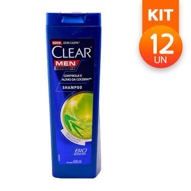 Imagem de Shampoo Clear Men Anticaspa Controle e Alívio da Coceira Eucalipto e Melaleuca 400ml (Kit com 12)