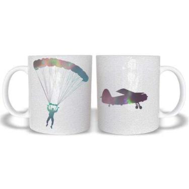 Imagem de Caneca Paraquedas Voo Livre Avião Polímero 325Ml