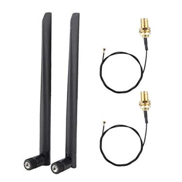 Imagem de 2 cabos de placa de rede M.2/NGFF e 2 antenas 6DBi para 9260NGW /7265AC/9650AC /BCM94360 cabeça SMA compatível com vários módulos de placa de rede