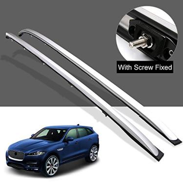 Imagem de UDP 2 peças trilhos laterais para rack de teto serve para Jaguar F-Pace F Pace 2016-2020 alumínio superior bagageiro trilhos de teto prata