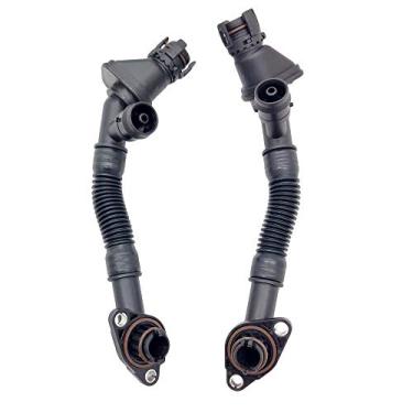 Imagem de OKAY MOTOR Conjunto de 2 mangueiras de ventilação do cárter esquerda e direita N63 pcv para BMW 550i 650i 750i X5 X6 Alpina B7 F01 F02 F07 F10 F12 F13 E70 E71 11157646086 111576464 6087