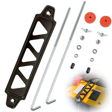 Imagem de Suporte de retenção de bateria, suporte de liga de alumínio para fixação de bateria de carro, acessórios de trava de fixação - com parafusos J de 25,4 cm (preto)