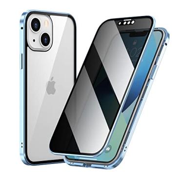 Imagem de Capa protetora magnética de vidro dupla face de privacidade para iphone 13 12 11pro max mini x xs xr 7 8 plus se2020 metal simples capa de telefone, azul yuanfeng, para iphone 13