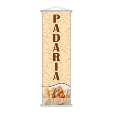 Imagem de Banner Padaria Panificadora Pães Comida Serviço 100X30Cm