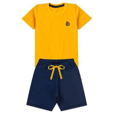 Imagem de Conjunto Infantil Masculino Basic Amarelo Com Marinho - Joinha Kids St